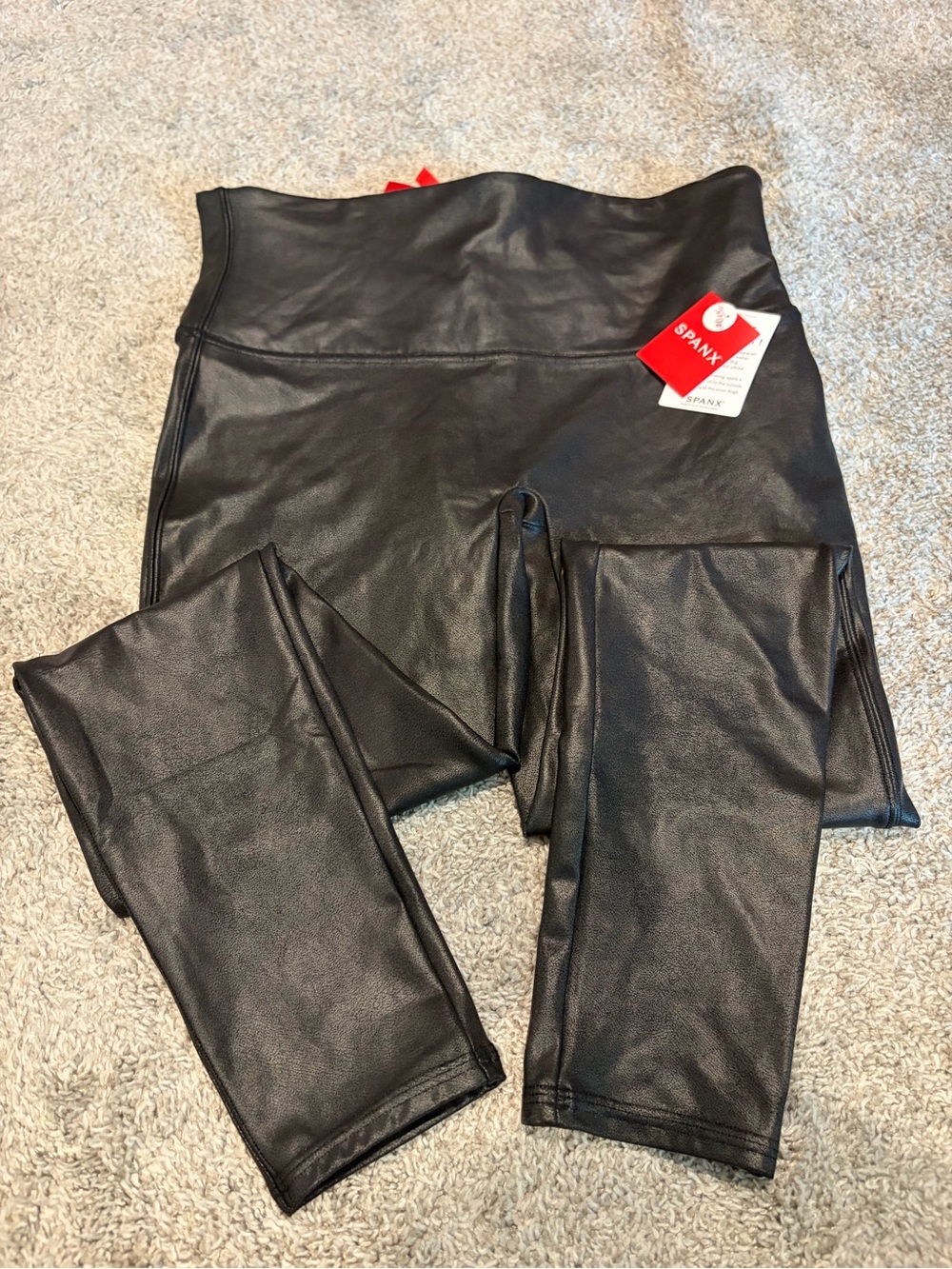 SPANX Black Faux Leather High-Waist Leggings